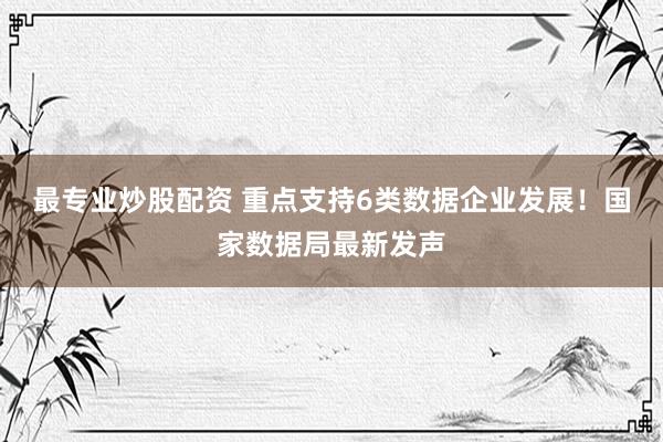 最专业炒股配资 重点支持6类数据企业发展！国家数据局最新发声