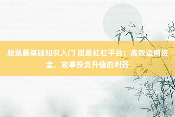 股票最基础知识入门 股票杠杠平台：高效运用资金，竣事投资升值的利器