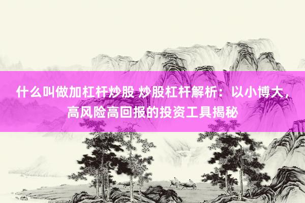 什么叫做加杠杆炒股 炒股杠杆解析：以小博大，高风险高回报的投资工具揭秘